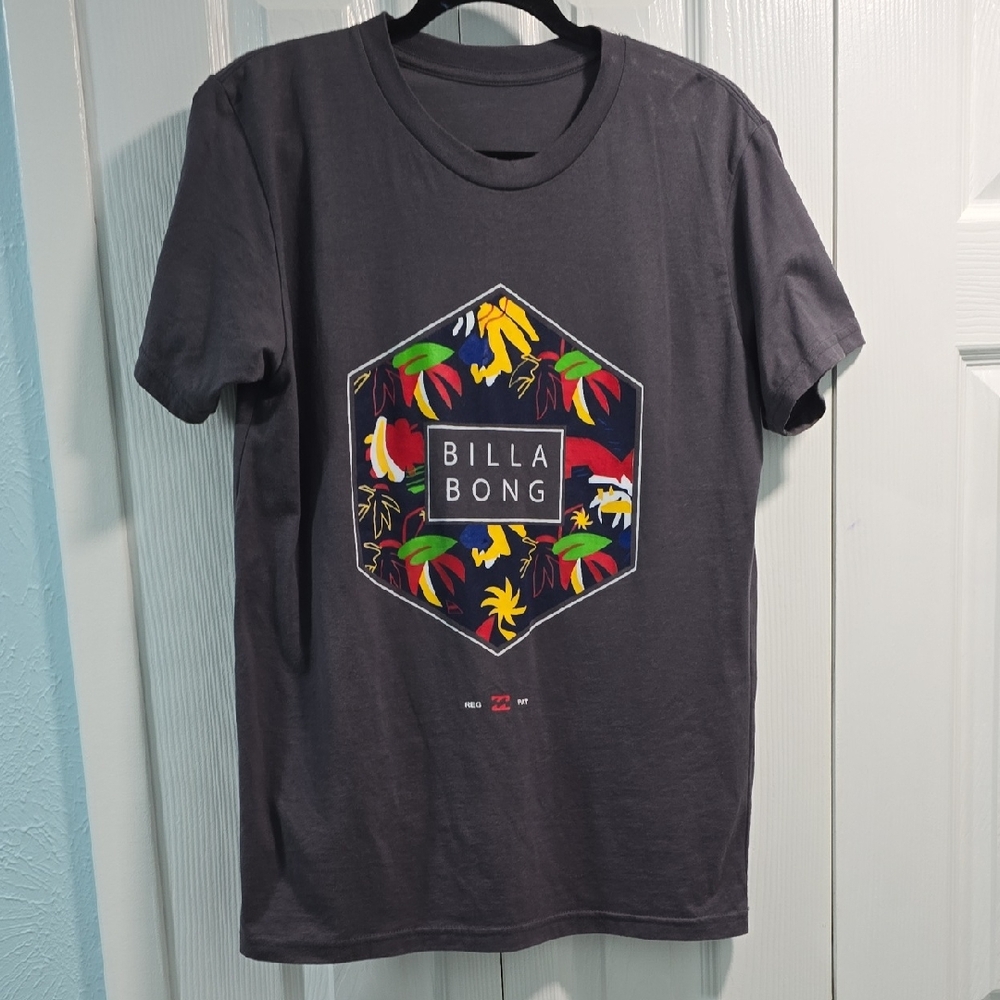 Billabong Dark Gray Tee with Colorful Graphic